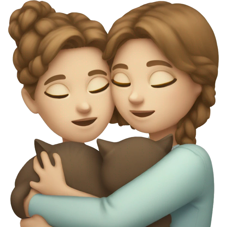  Brown hair white girl hug cat emoji