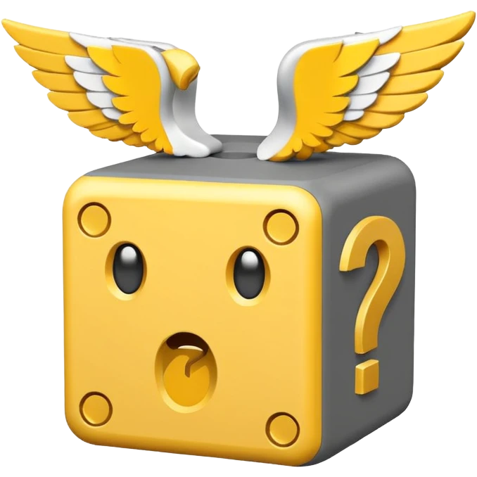 Gray and white, the gray being the block itself while the white parts are the question marks, corners, and mouth. It has 2 white wings on each side like the other lucky blocks. emoji