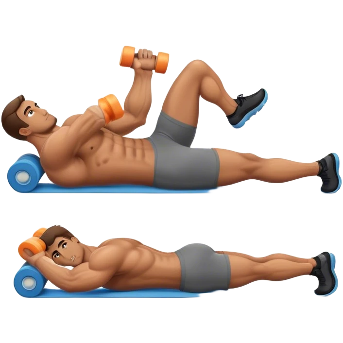 buff guy lying lats down on foam-roller emoji