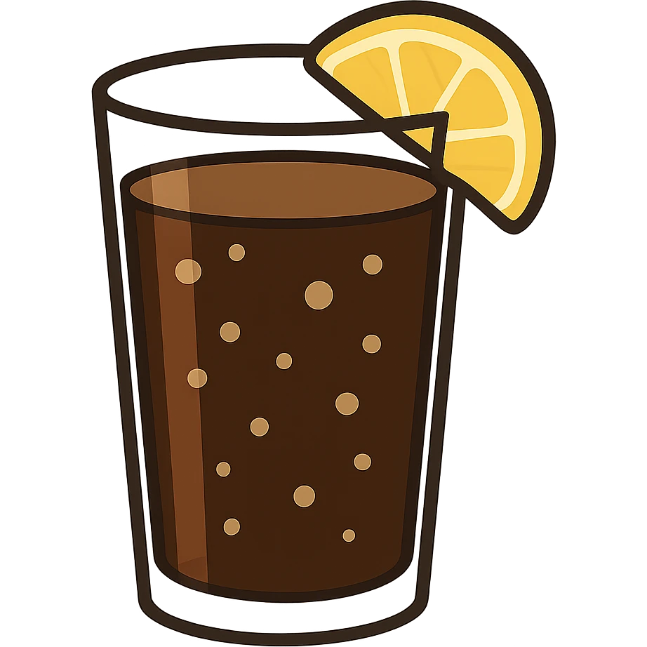 flat toon glass of cola with a wedge of lemon emoji