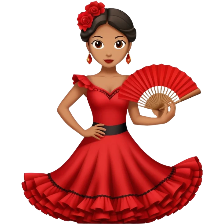 Flamenco dancer in red dress with fan emoji