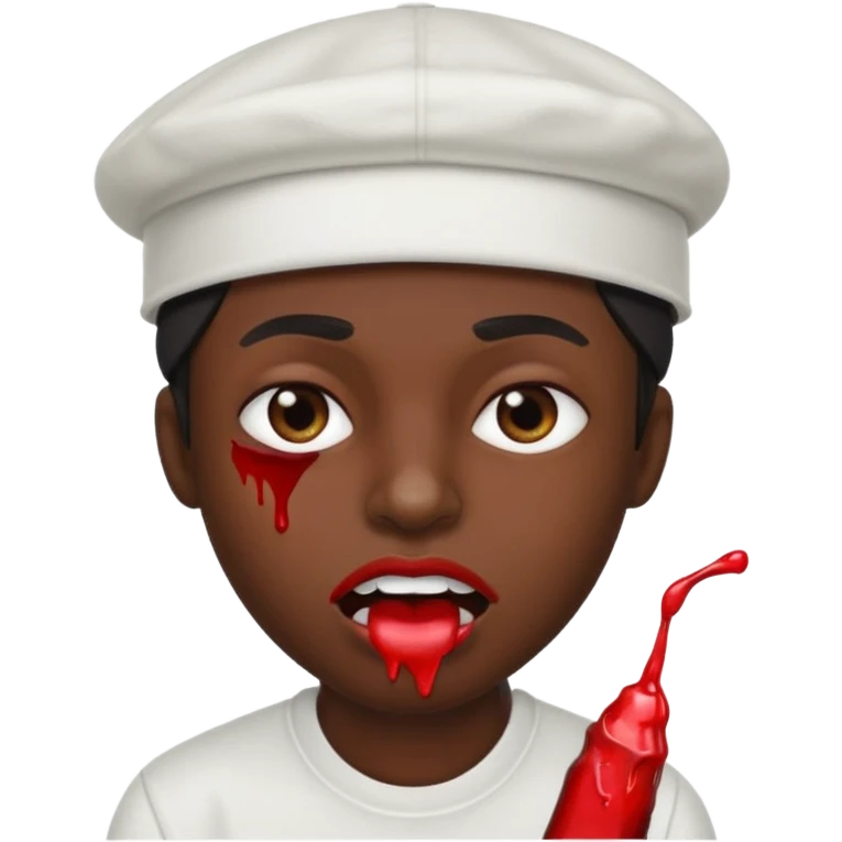 Creme un emoji con gorra hacia tras como cholo con su boca sangrada emoji