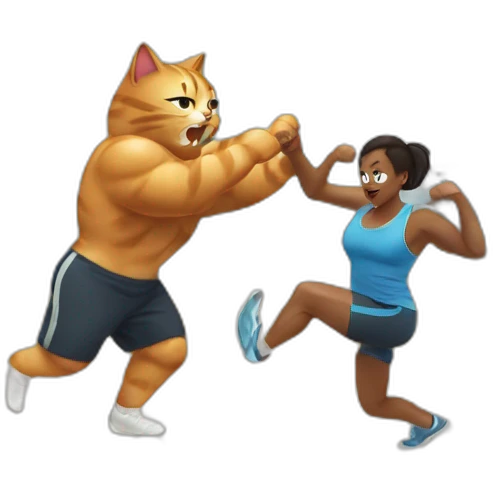 kitty attacking a person in the gym emoji