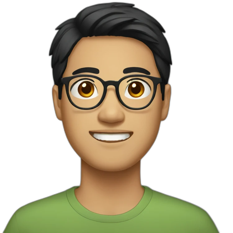 southeast asian male with glasses and black hair emoji