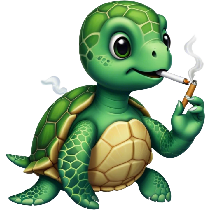 Sea turtle getting high smoking weed emoji