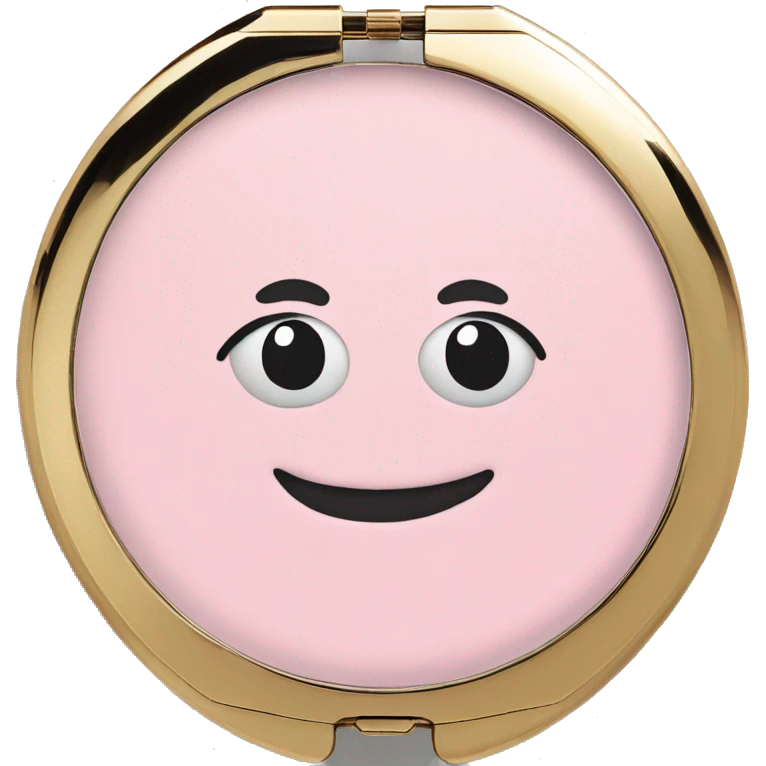 pastel pink powder compact with mirror emoji