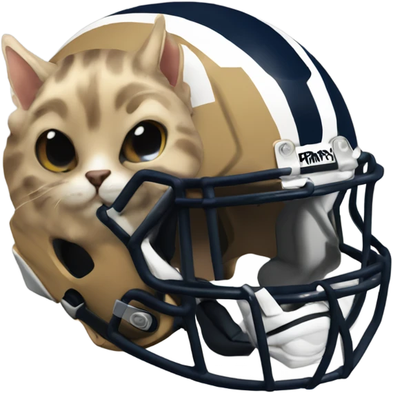 Tabby cat wearing rams helmet emoji