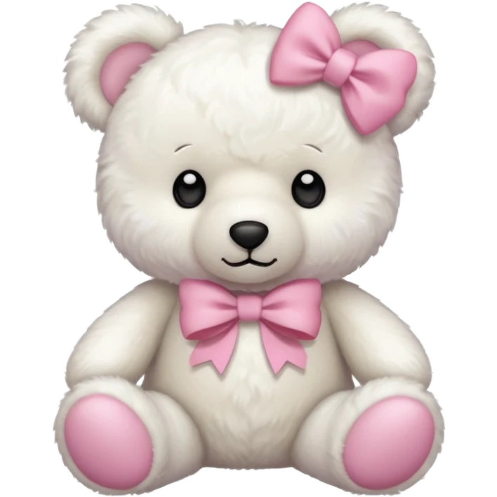 White teddy bear pink bow emoji