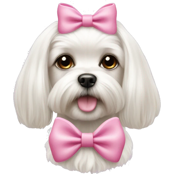 Maltese dog with a pink bow girl emoji