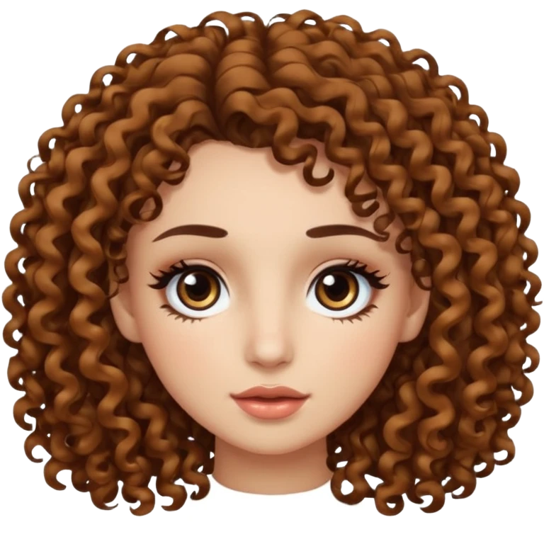 curly hair dark brown eyes and long lashes with and light  skin emoji