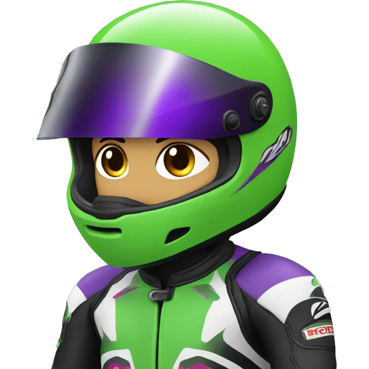 motorcycle-racer green and purple  emoji