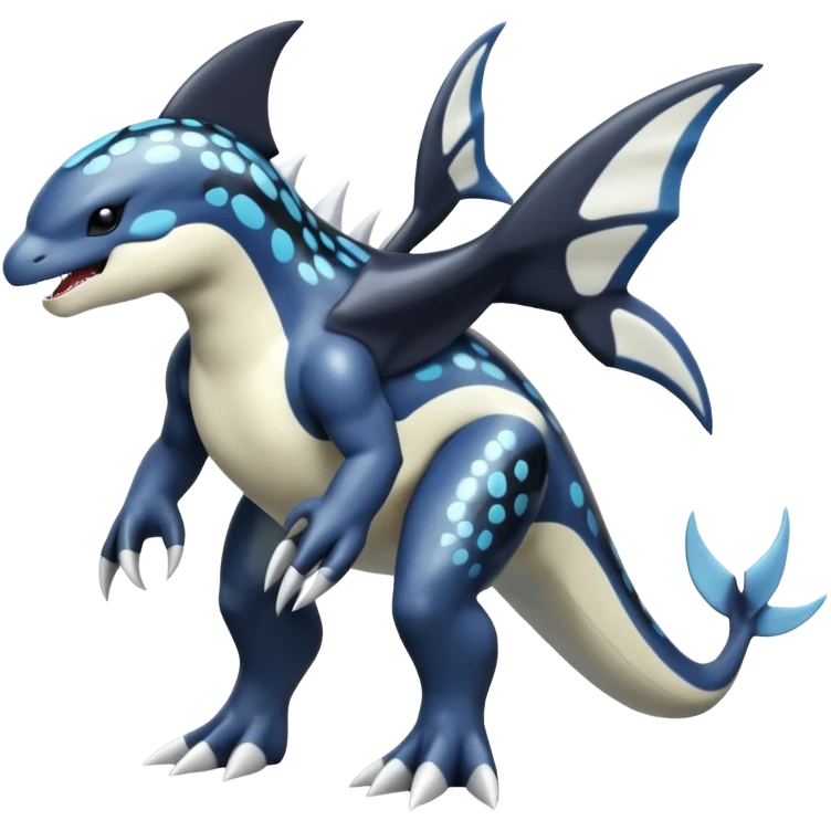 Black and white smooth glossy soft hot spotted Dialga-Orca-Giratina-Pokémon-Fakémon-fusion-hybrid-creature (full body), 4-legged,  emoji