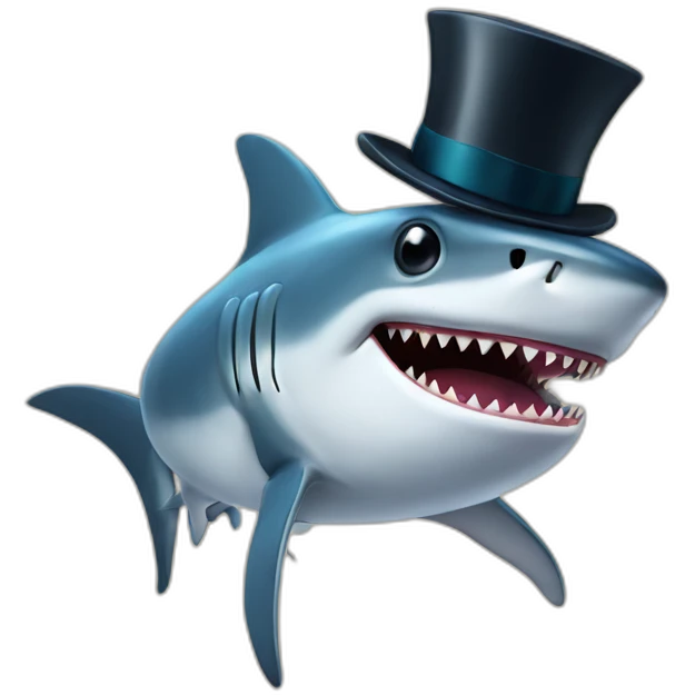 Shark with a top hat emoji