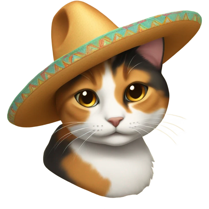 Calico cat with sombrero emoji