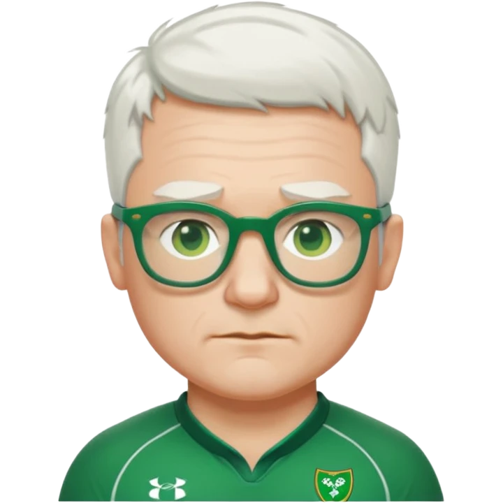 irish rugby player with very short white hair and green glasses emoji