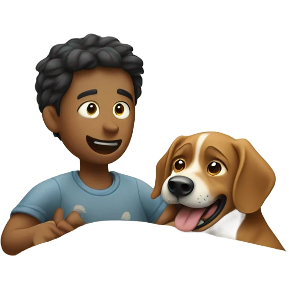 Fighting to get the blanket from the dog emoji