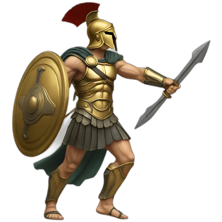 Hyperrealist spartan figth with athenian emoji
