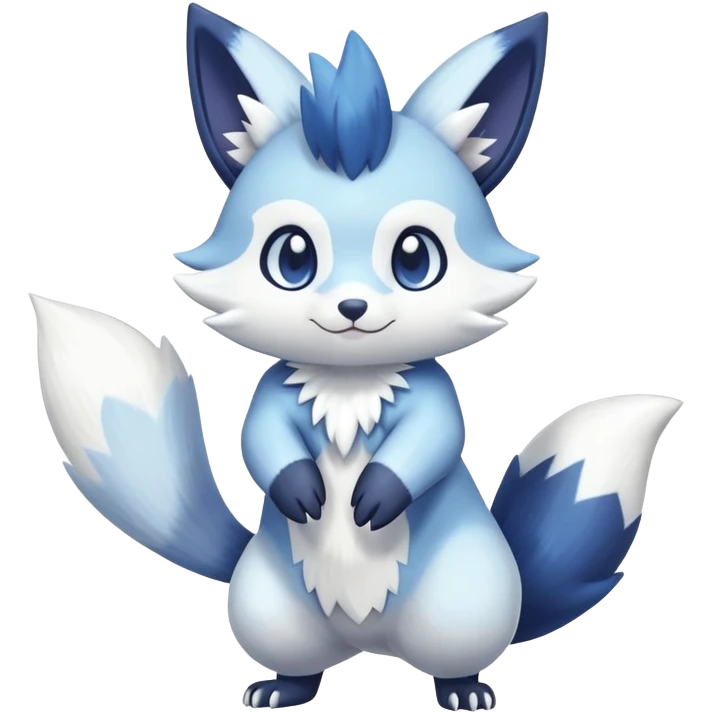 Shiny White Pastel Snowy Icy Sparkly Cute Furret-Meowstic-Zangoose-Hybrid (Full body) emoji