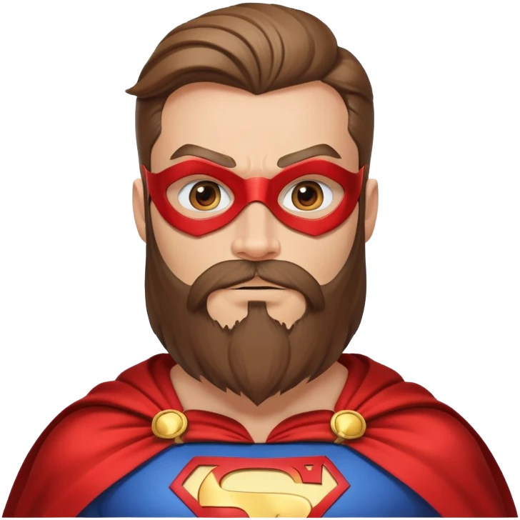 superhero with magnificent flowing beard, cape, mask, muscular emoji