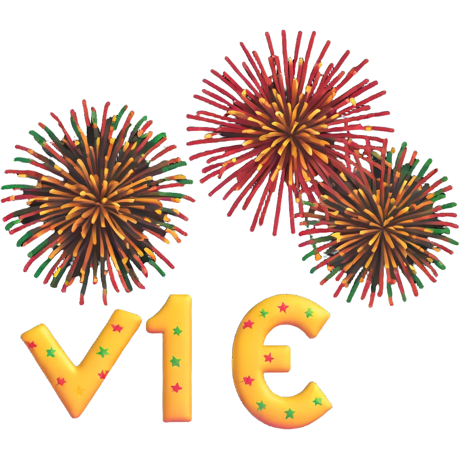 lucky 7 with fireworks and Brazilian and Mexican motifs emoji