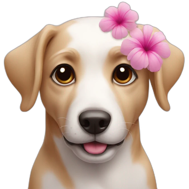 dog with pink flower emoji