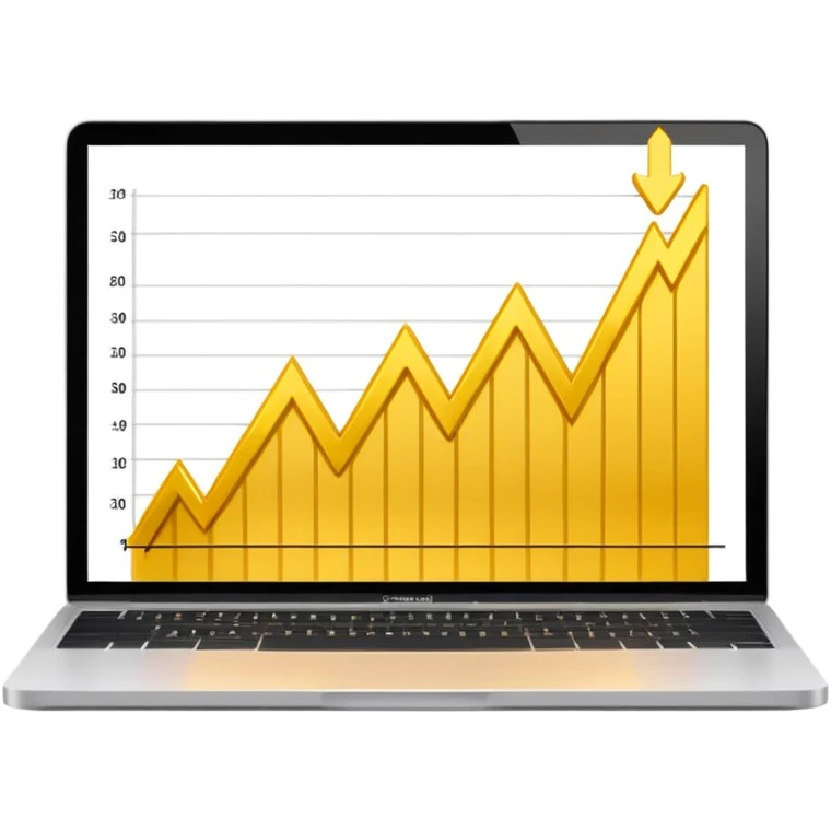 golden increasing chart on mac book screen emoji