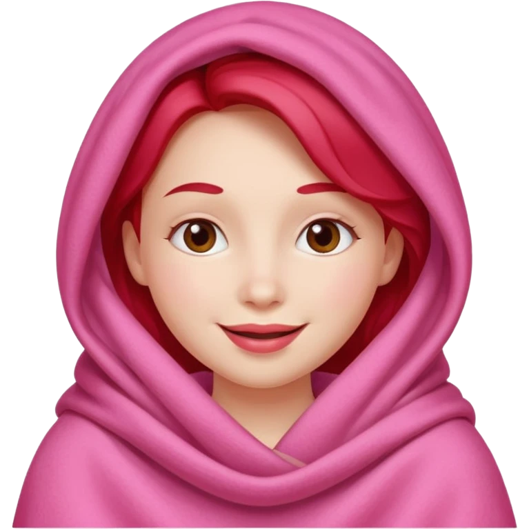 happy smile emoji red cheeks in pink blanket  emoji