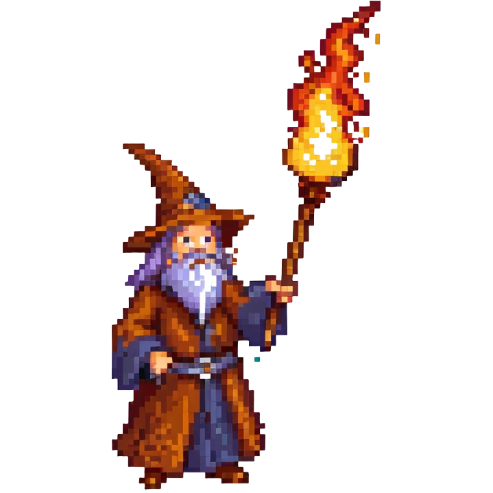 A D&D wizard casting a fireball from a staff with the text "иди нахуй" with a fantasy landscape background emoji