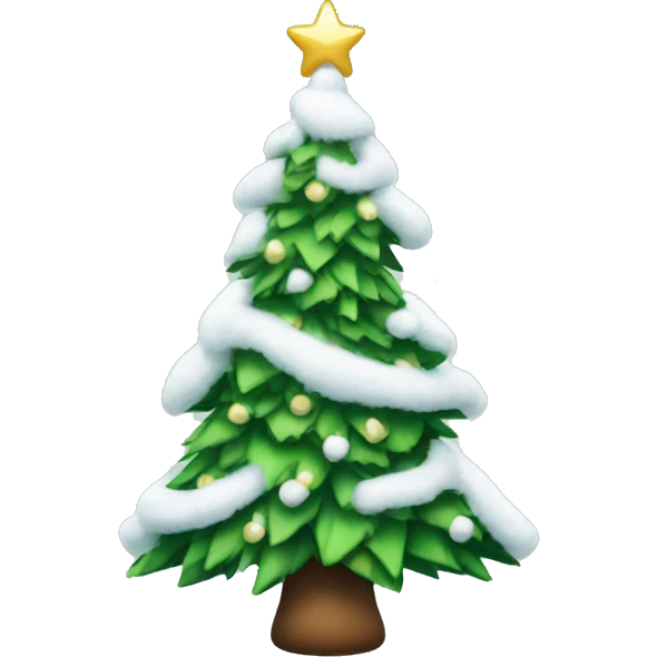 christmas tree with white bows and snow emoji