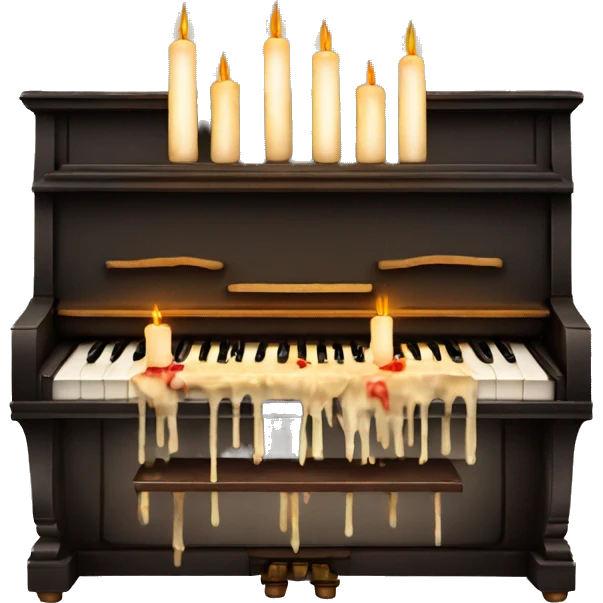 vintage piano with melted candles on top emoji
