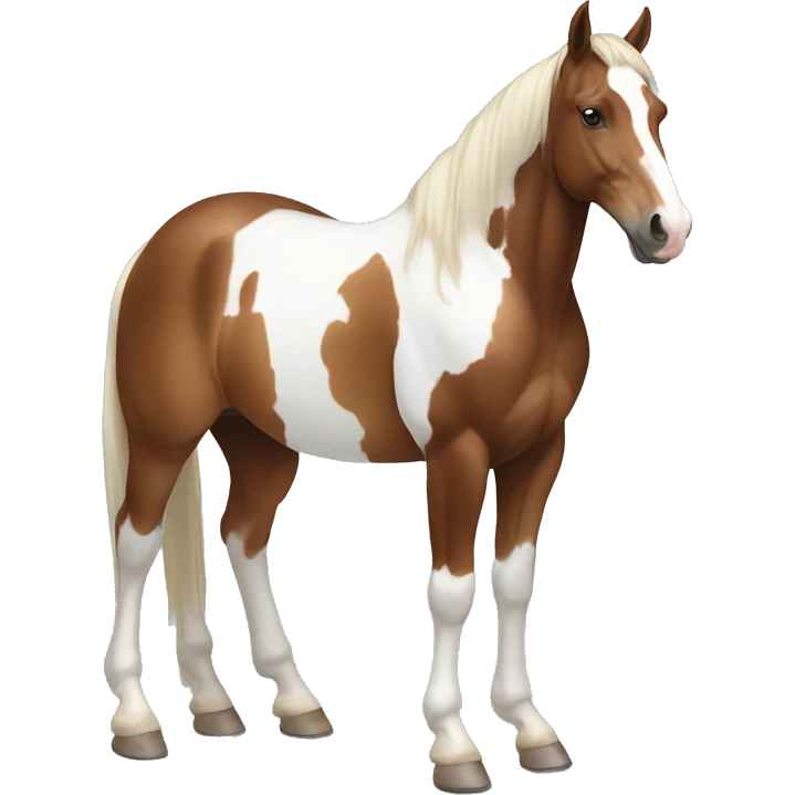 Full body brown and white paint horse with white blaze on head emoji