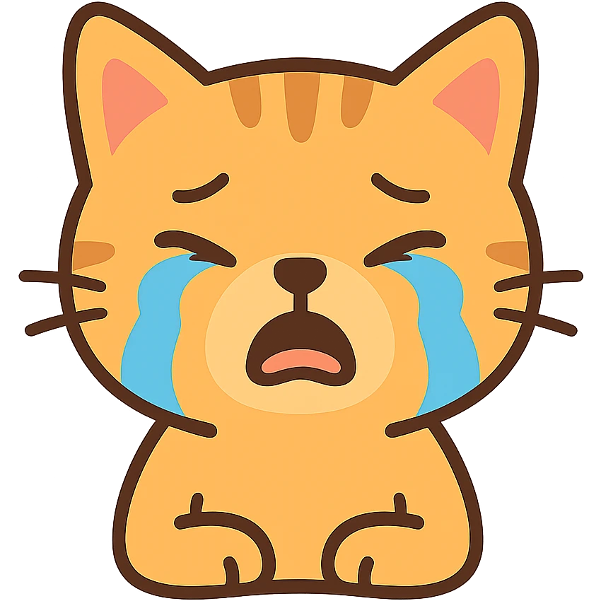 flat toon style crying cat emoji
