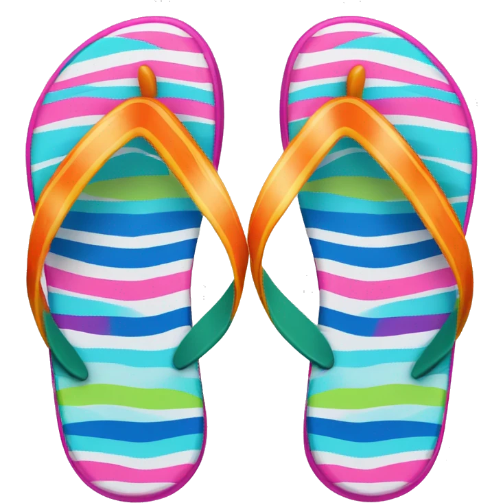 Realistic pair of striped summer flip flops isolated. emoji