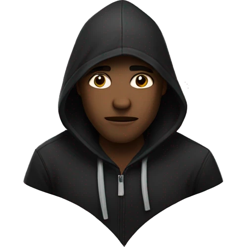 Guy with black hoodie looking mysterious emoji