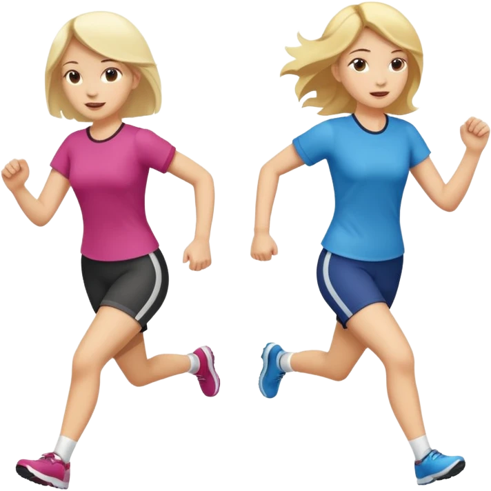 I want 2 women holding hands running in same direction, one is brunette, one is blonde emoji