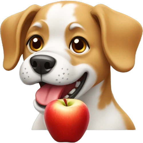 Dog eating red apple emoji