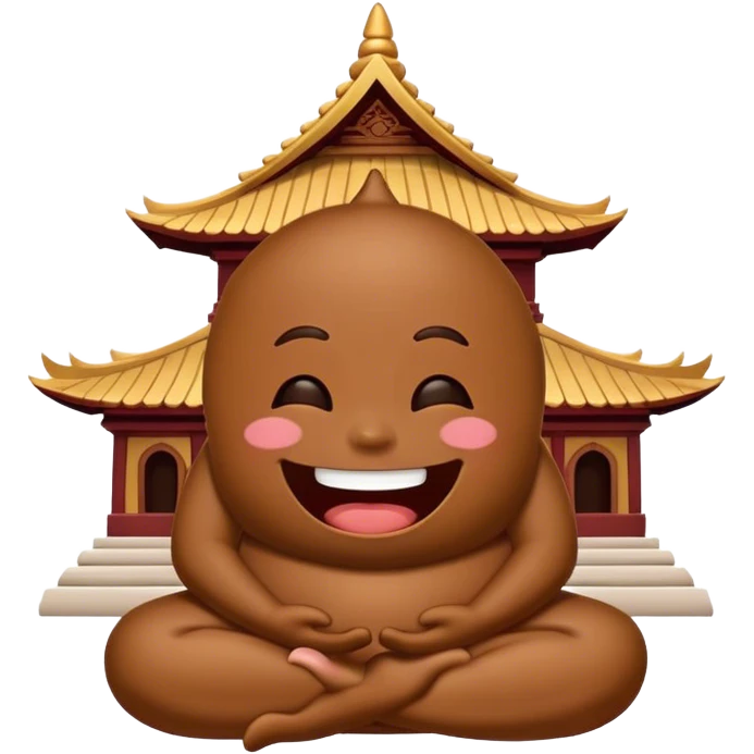 meditating laughing poop emoji at temple emoji