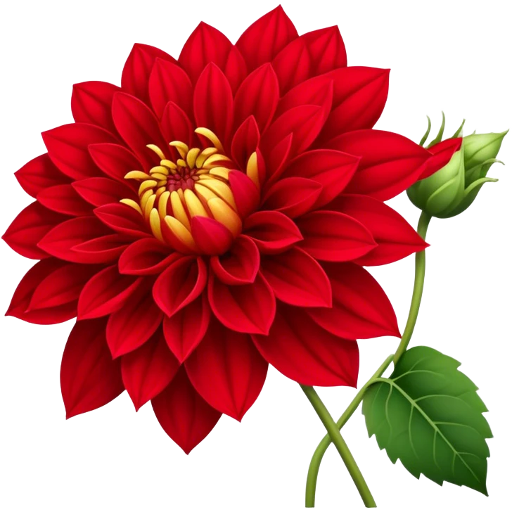 single Red Dahlia, straight stem emoji