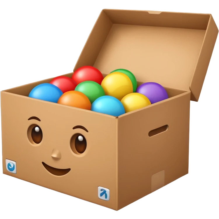 cardboard box with toys emoji