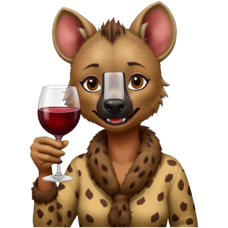 female hyena with glass of wine emoji
