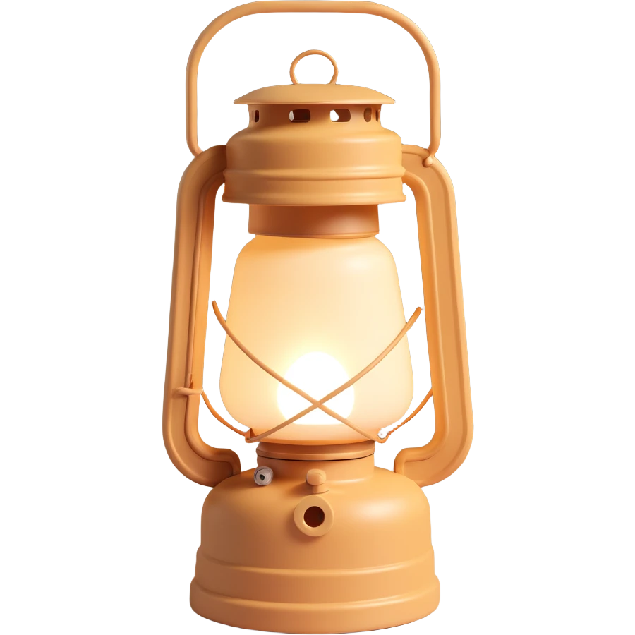 aesthetic camping lantern, beige color, soft lighting, minimal and elegant, 3D effect emoji