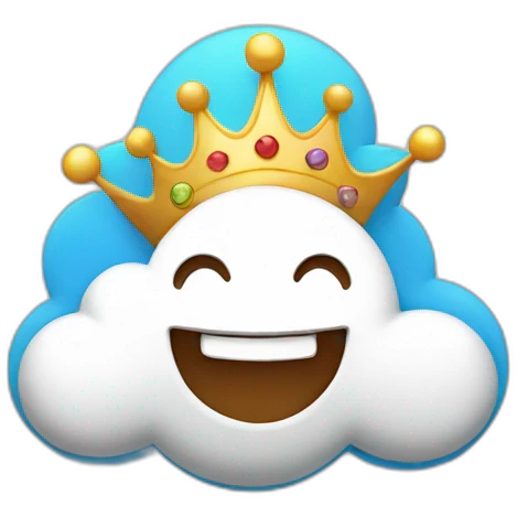cloud with crown and happy smiley face emoji