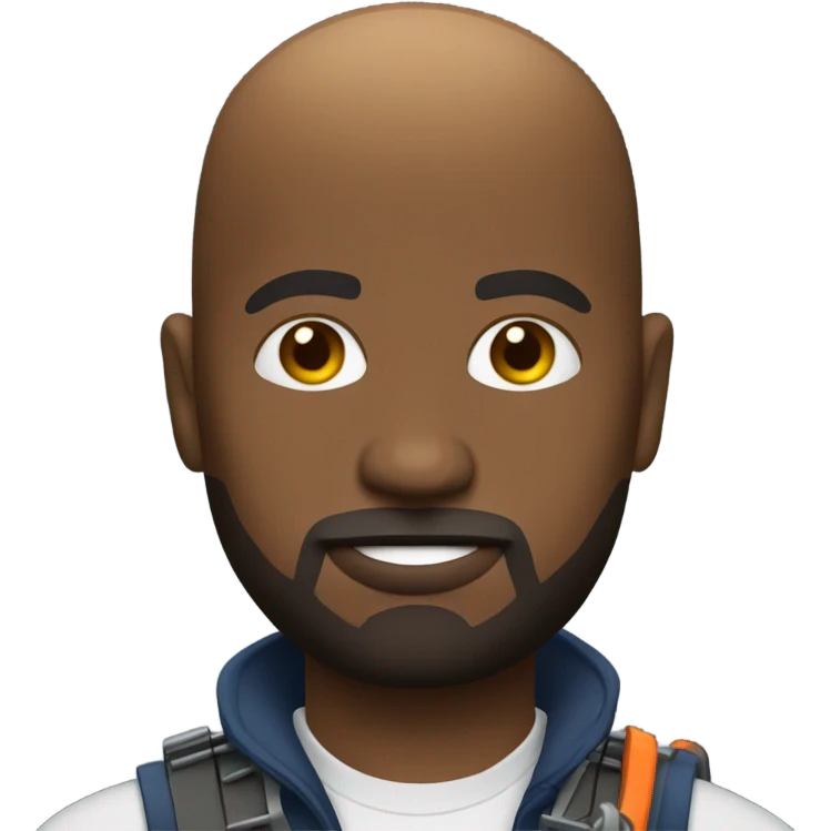 Bald black man with goatee using a chainsaw  emoji