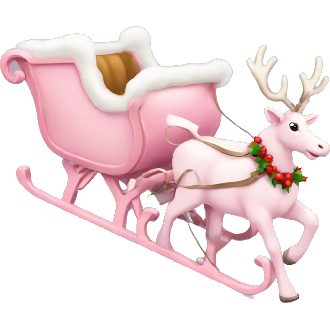 pale pink christmas sleigh with reindeers emoji