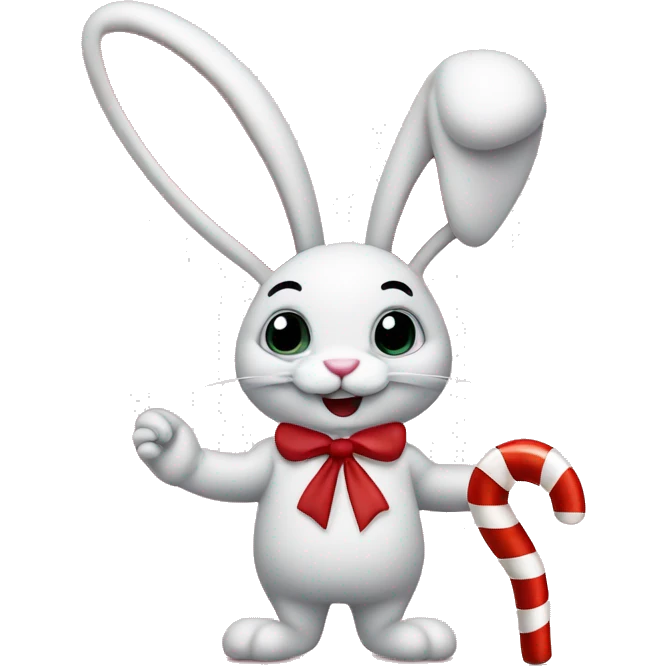 bunny dressed like hugh hefner twirling a peppermint candy cane emoji