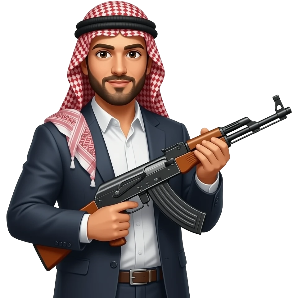 Generate me an arabic guy holding an AK-47 emoji