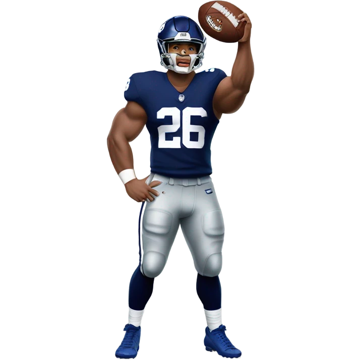 Saquon Barkley with shotgun for an arm emoji