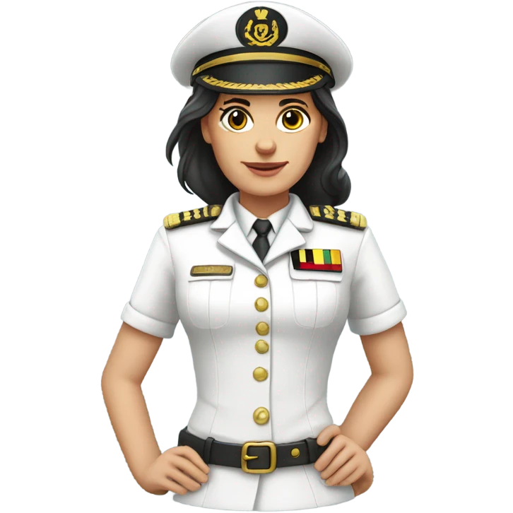 German Ship Captain Woman white Uniform dark hair emoji