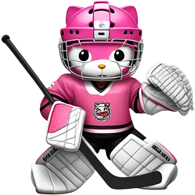 Pink hello kitty as a hockey goalie emoji