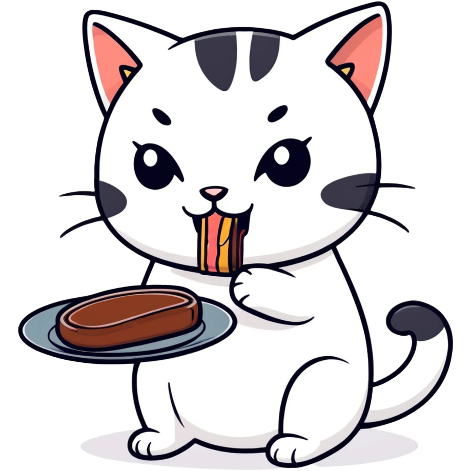 Cat eating steak  emoji